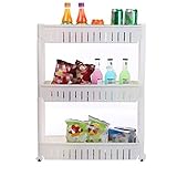 Tosnail 3-tiersスリムスライドアウトストレージタワーパントリーonローラーの洗濯物、浴室&amp;キッチン – ホワイト