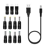 USB DC電源供給ケーブル DC ジャック 変換 アダプタ11 in 1 ユニバーサル 5.5x2.1mm 長さ1m (3.5 * 1.35mm 、4.0 * 1.7mm 、4.8 * 1.7mm 、5.5 * 1.7mm 、5.5 *2.1mm、 5.5 * 2.5mm 、6.3* 3.0mm 、6.4* 4.4mm,Micro USB, Type-C, Mini USB)