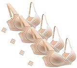 iLoveSIA (アイラブシア) マタニティ ブラジャー クロスオープン ノンワイヤー ブラカップ付 4枚セット オレンジ S「M実物サイズタグ」