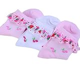 (ビグッド)Bigood 可愛い イチゴ柄 2足セット ベビー キッズ レース 靴下 ソックス 子供 ショートソックス 女の子 綿 秋 冬 色 ランダム フォーマル 発表会 七五三 ピンク 白 S