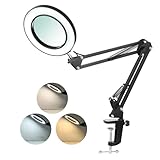 Tomshine 拡大鏡 スタンドルーペ クリップ式 倍率8倍 レンズ直径10.5CM LEDライト付き 360°角度調整可能