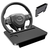 WyBright 車 ハンドルテーブル 車用 テーブル 車載デスク 運転席 使える2WAY サイド収納ボックス 36.8x27.5x5.3cm シートサイドポケット 多機能(運転席+助手席) 車内便利グッズ 掃除が簡単 耐久性 耐水性 様々な車種対応 PC作業/食事/仕事/助手席荷物落下防止/化粧/車中泊用 (ブラック)
