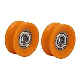 uxcell ベアリングプーリー スライディング 搬送ホイール U溝 ナイロン オレンジ 30mmx6mmx13mm 2個入り