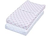 Changing Pad Cover 2 Pack Pink Owls/Grey Hearts Design for Girls Fitted Soft Jersey Cotton Baby Bedd