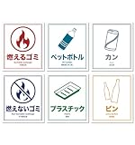 ゴミ分別シール ステッカー 6種類セット 11.5cm×10cm ゴミ箱用 ホワイト×カラフル 英語 中国語 アイコン付き PVC素材 防水 耐水性 NYANDELMO ND-0226-R05-WH-CO