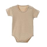 エルフ ベビー(Fairy Baby)オーガニックコットン 新生児 夏用ボディスーツ 肌着 半袖 カーキ 59cm