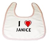 Baby Bib with I Love Janice (first name/surname/nickname) by Shopzeus