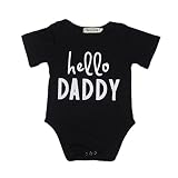 Winzik新生児幼児赤ちゃん男の子女の子Outfits Hello Daddy文字プリントロンパースジャンプスーツ服Tシャツ US サイズ: 12-18 months カラー: ブラック