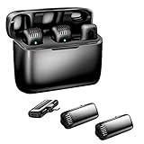 【２人同時使用 無線充電】iPhone対応 ピンマイク ワイヤレス usb マイク スマホマイク 充電ケース付き 集音マイク 外付けマイク wireless microphone【送信機*2受信機*1】ノイズ抑制 360°全方向性 2.4GHz APP不要 生放送、Tik Tok、YouTube、vlog撮影、インタビュー等適用