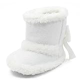 ikevanクリスマスベビー女の子男の子ソフトソール雪ブーツソフトベビーベッドシューズ幼児ブーツ滑り止めPrewalkerシューズ幼児用ブーツ暖かい冬0 – 18ヶ月 カラー: ホワイト