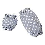 XIKA 袖カバー レディース アームカバー 汚れ防止 笑顔の柄 ロング丈+ショート丈【2ペアセット】 (ブルー（ロング+ショート）)