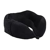 clausius 持ち運びラクラク 収納袋付き ネックピロー 低反発 360° U字枕 ブラック