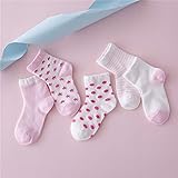 Yutner - コットンベビー靴下短い幼児用靴下赤ちゃんセット女の子や男の子0〜1年間のストライプ5ペアフロア新生児靴下スターキャンディーカラー [ピンク ]
