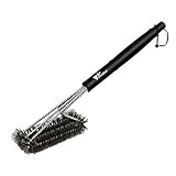 Amzdeal 18'' BBQ Grill Brush, Triple Head Design, Stainless Steel Bristles, Barbecue Cleansing Brush