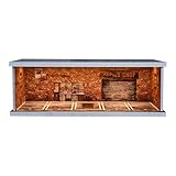 NUEIOVRW 1/43 ジオラマディスプレイケース 3色調光機能付き照明付き ホットウィールマッチボックスミニGTダイキャストカーモデル用 1:43 車庫 駐車場 シーンディスプレイストレージ (赤レンガ)