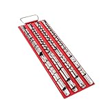 F Fityle ソケットトレー　ソケットホルダーラック 1/4" 3/8" 1/2"ソケット用　ステンレス 赤色