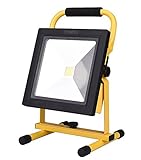 超薄型 50W LED投光器 充電式 バッテリー内蔵 5750LM 電球色 発光色 イエロー 防水防塵 長時間点灯 軽量化持ちやすい!【1年保証】