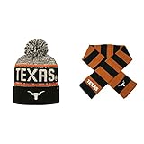 NCAAテキサスLonghorns Acid Rainビーニー帽子とストライプラグビースカーフ2パックバンドル