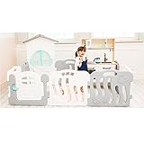 iFAM Shell BabyRoom BABYHOUSE SET シェルベビーサークル プレイペン ベビーハウスセット,グレー＆ホワイト[並行輸入品] (10PCS（ハウス1EA、ゲート1EA、グレ
