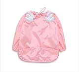 MOMO　ベビー 長袖 エプロン 子供 幼児 天使の翼スモック　タイプ 食事用　洗濯機でも洗える お食事用防水ビブ キャッチポケット付き キッズ　子供用　男女兼用【４色可選】 (90ｃｍ（０～１歳推薦