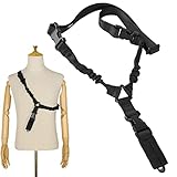 fogman スリング サバゲー 1点支持 ライフル エアガン 弾性ゴム 軽量ナイロン 長さ調整 (ブラック)