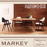 便利 家具 ダイニングセット 5点セットBブラック 北欧デザインダイニング