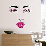 Red Lips Woman Kiss Eyebrows Eyes Nose Wall Sticker Decal Home Decor PVC Murals Wallpaper House Art 