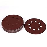 uxcell サンディングディスク 　フックとループサンドペーパー　 サンディングディスク　180 グリット　8 穴　125mm 直径　20枚入り