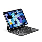 iPad シリーズ機種選択 Bluetooth ワイヤレス キーボード 磁気吸着ケース マジック スマートキーボード トラックパッド付 バックライト付 オートスリープ スタンド機能 (iPad Air4/Air5/Pro11inch第1/2/3/4世代用, スペースグレイ(ブラック))