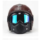 DGF ヘルメットビンテージ手作りレトロハーレーヘルメットオートバイ自動車半ヘルメットユニセックス3/4レザーヘルメット (色 : B, サイズ さいず : XXL)