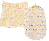 【Lilie】 6重 ガーゼ ベビー スリーパー ブランケット セット 通年 コットン 可愛い かいまき 布団 ( 新生児 ～ ４歳 頃まで ) (王冠(イエロー))