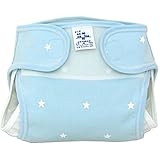 【新生児】 星柄　新生児用おむつカバー：ブルー (50cm)