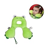 EZ GLAM　ベビ―寝具 ピロー 首枕 ネックピロー 赤ちゃん ヘッドレスト 頭部、首サポート 旅行枕 ベビ―クッション ベビ―布団 首サポート (カエル)
