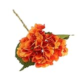 Lovoski 造花　人工　アジサイ　花　絹　植物　結婚式　パーティー　庭　装飾　６色選べる - オレンジ