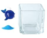 花市場直送便 ミニチュアガラス クジラB ディープブルー & カラーサンド ブルー & 植え込み用グラス ニューブロックS