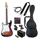 PhotoGenic エレキギター 初心者入門ライトセット STタイプ ST-250LH/SB サンバースト レフトハンドモデル [ソフトケース/シールド/ミニアンプ/チューナー/ストラップ/ピック/ピックケース/弦/調整用レンチ付属]