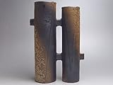 【Ｂ級品】黒吹き茶　双筒花瓶(高さ２２３～２３８)