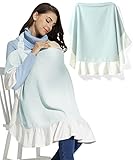 Sweet Mommy 授乳ケープ 大判 ツイード サテンフリル ソフトワイヤー F ブルー