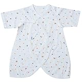 CELEC(セレク) 新生児 肌着 日本製 ベビー コンビ肌着 50cm 天竺 ロゴプリント 出産準備 ネイビー 【105086】