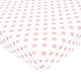 American Baby Company 100% Cotton Percale Fitted Crib Sheet, White/Pink Dot by American Baby Company