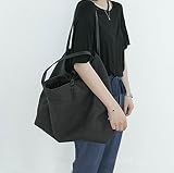 ショルダーバッグ by Tsmine ‐ レディース 肩掛け／トート／大きめ キャンバス／はんぷ 黒 Large