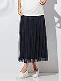 Angeliebe エンジェリーベ マタニティ チュール プリーツ × スムース リバーシブル スカート 妊婦服 産前 産後 対応 ロング丈 （a.i.n） L ネイビー 21845 21845270