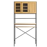 エア・リゾーム 食器棚 キッチンラック カップボード ゴミ箱上食器棚 Elena（エレナ）ワイドタイプ ナチュラル×ブラック