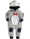 [Vaenait Baby]100%綿ベビー服ロンパースつなぎ肌着カバーオールフード付きHoody Tie Owl L