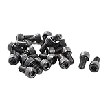 uxcell 皿頭ボルト　六角タイプボルトネジ　20枚　ステンレス鋼ローレット皿　M6x12mm　ブラック