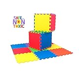 非毒性9 Piece Children Play & Exercise Mat – Foam Floor Puzzleブロックマット、6 Vibrant Colors For Kids & Toddl