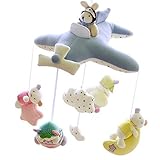 SHILOH Deluxe Baby Plush Crib Mobile with 60 songs Musical Box and Arm-Blue Plane [並行輸入品]