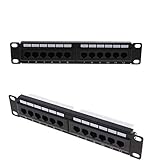 P Prettyia 12ポートパッチパネル　CAT5e　ブラケット　UTP LANイーサネット　10in　壁掛け適用