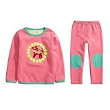 PANCY 子供服 長袖 ルームウェア 上下セット 秋冬 裏起毛 女の子 アップリケ(ピンク(しか),140cm)