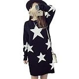 (マーシェル) Marshel マタニティ ワンピース ニット 星柄 チュニック 秋 冬 長袖 カジュアル おしゃれ 産前 産後 長く使える 妊婦服 ブラック XL